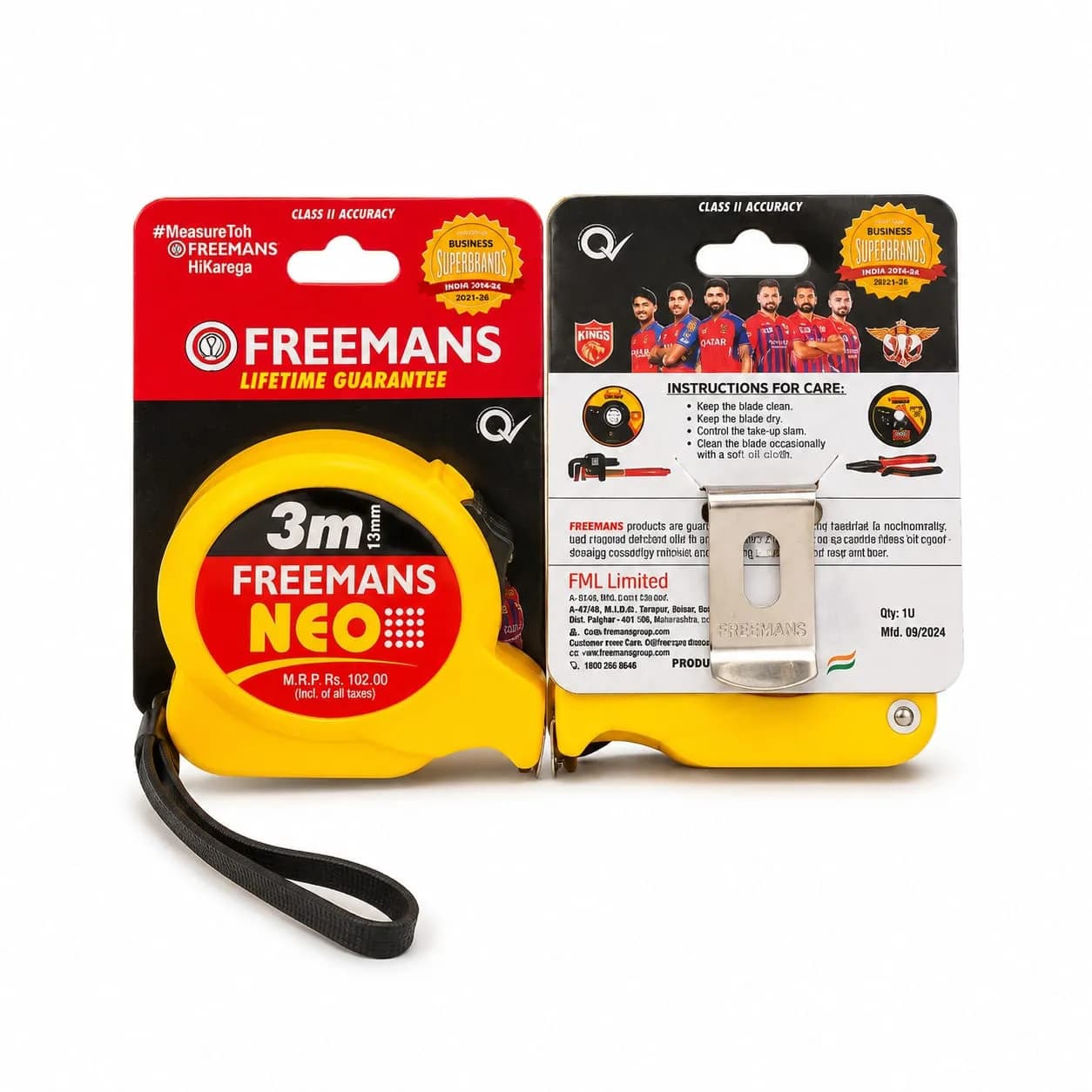 Freemans NE313 Neo Inch Tape 3m (10 Pcs)