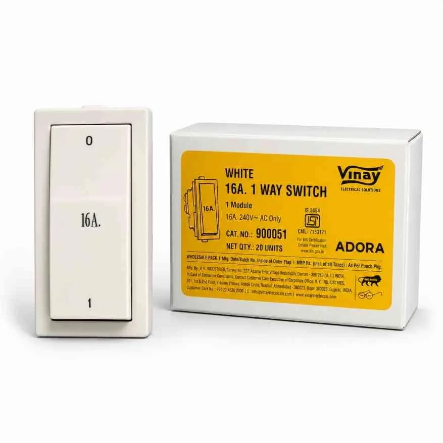 Vinay Adora Switch 16Amp 1M White (20Pcs)