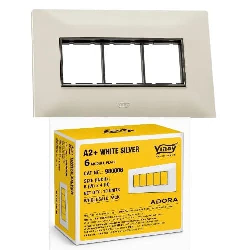Vinay Adora A2+ Modular Plate 6M White Silver (10Pcs)