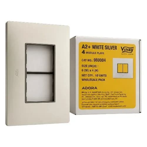 Vinay Adora A2+ Modular Plate 4M White Silver (10Pcs)