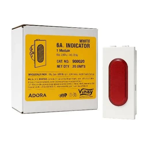 Vinay Adora Indicator 6Amp White (10Pcs)