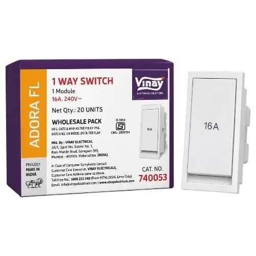 Vinay Adora FL 16Amp Switch 1M White (20Pcs)
