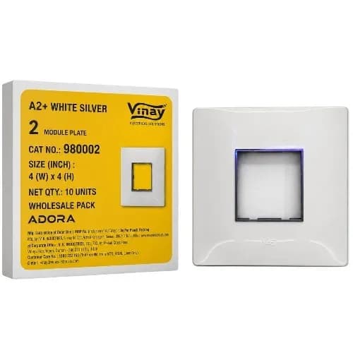 Vinay Adora A2+ Modular Plate 2M White Silver (10Pcs)