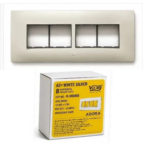 Vinay Adora A2+ Modular Plate 8M-H White Silver (10Pcs)