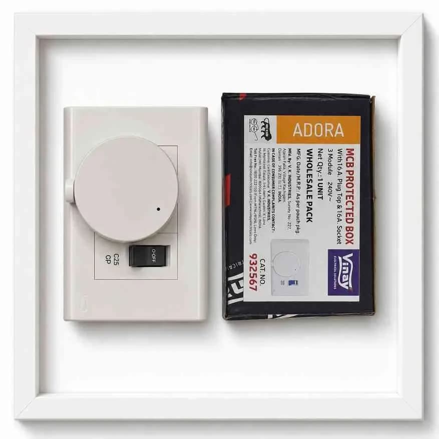 Vinay Adora MCB Protected Box with 16Amp Plug Top & 16Amp Socket 3M (1Pcs)