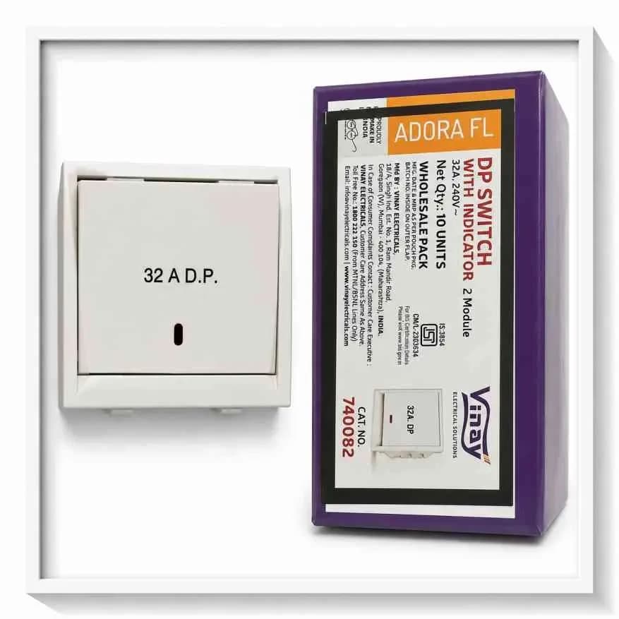 Vinay Adora FL 32Amp DP Switch 2M White (10Pcs)