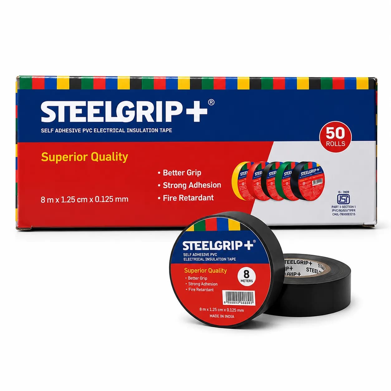 Steelgrip Pvc Tape 8Mtr Black (50 Pcs) — image 1