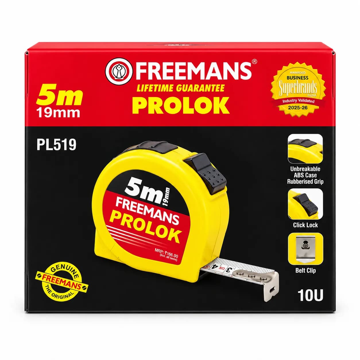 Freemans PL519 Prolok Inch Tape 5m (10 Pcs)