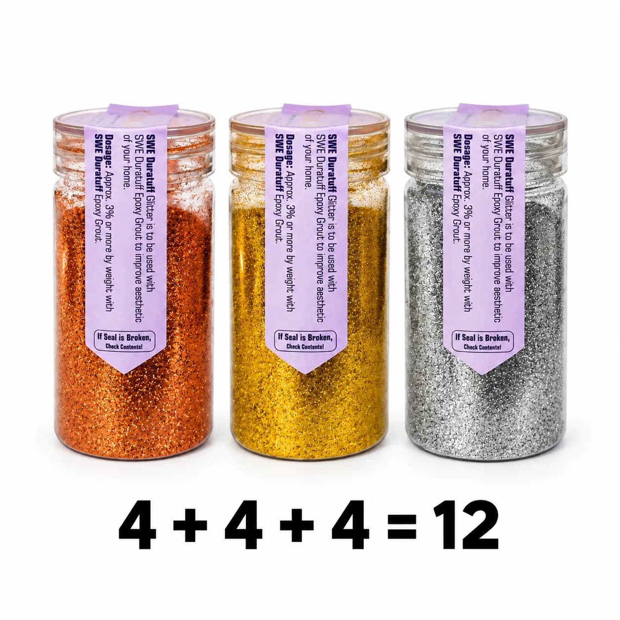 SWE Duratuff Sparkle/Glitter 100gm Mix (Gold, Silver, Copper - 4 pcs of each) — image 1