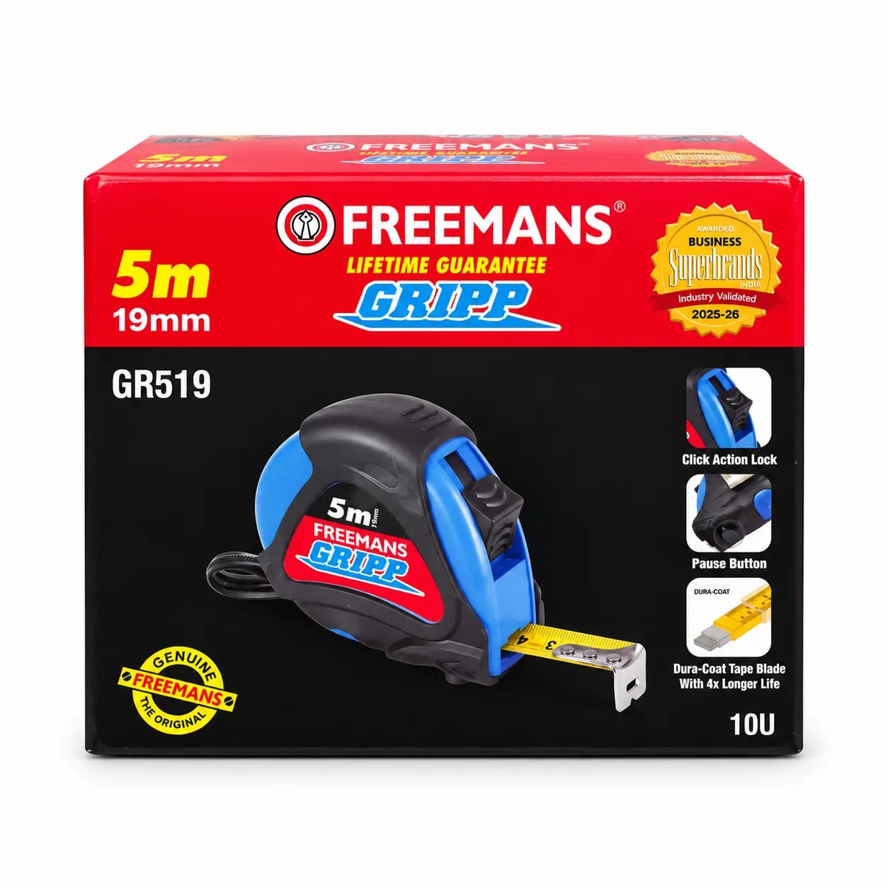 Freemans GR519 Gripp Inch Tape 5m (10 Pcs)