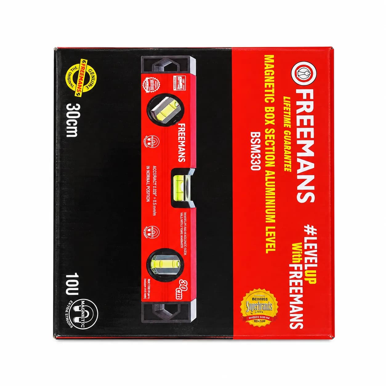 Freemans BSM330 Sprit Magnetic Box Section Level 12 inch (10 Pcs)