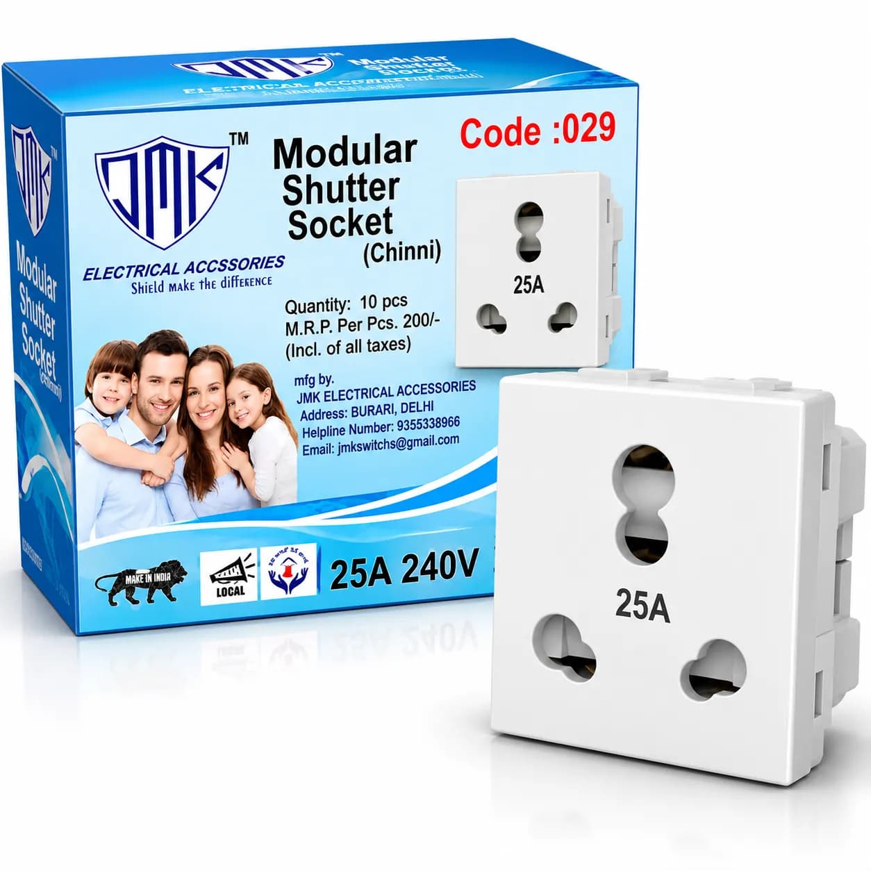 JMK Modular 5Pin Socket Shutter 25A (10 Pcs)