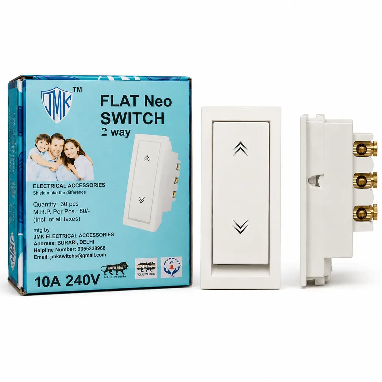 JMK Modular 2 Way Switch Flat 10A (30 Pcs)