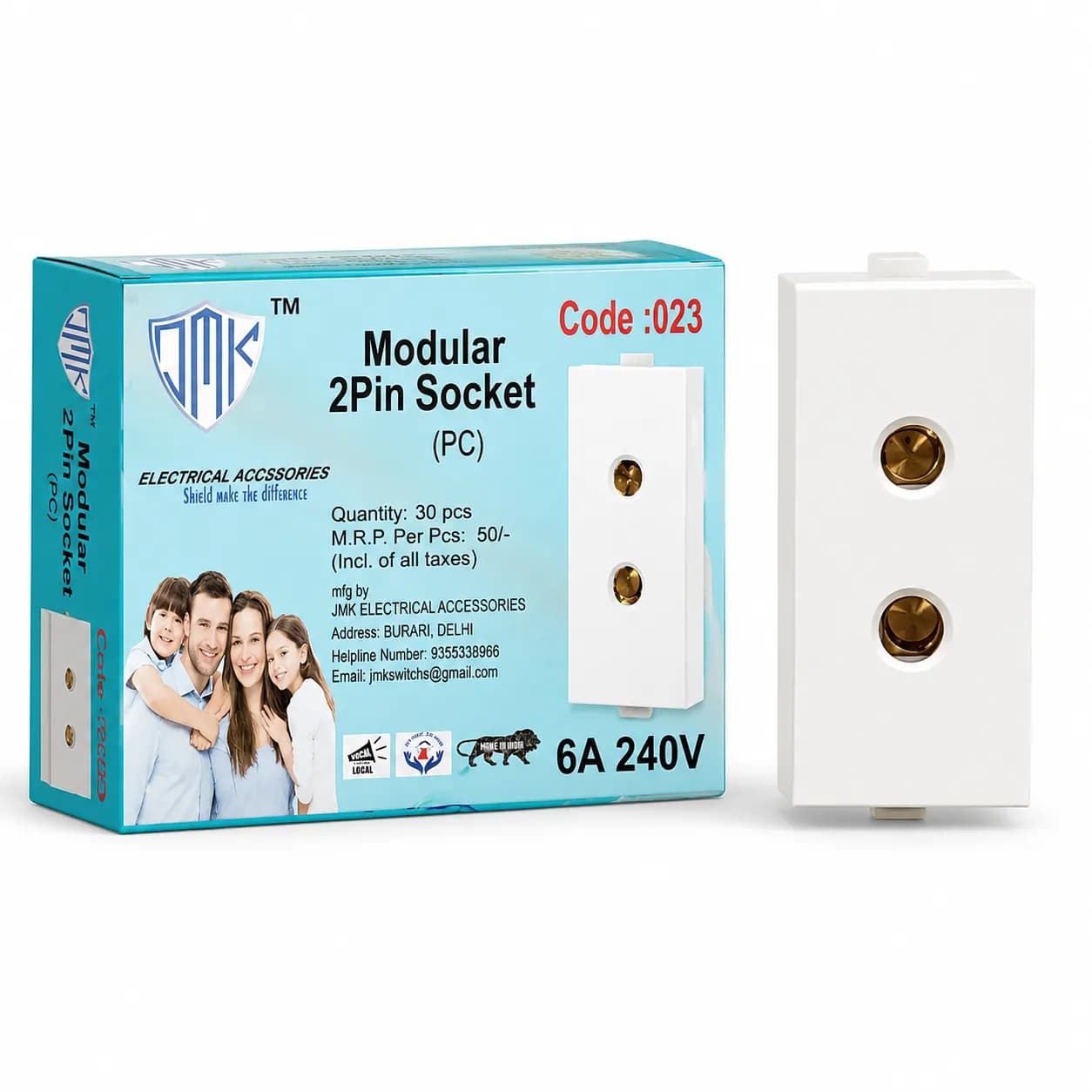 JMK Modular 2Pin Socket 6A (30 Pcs)