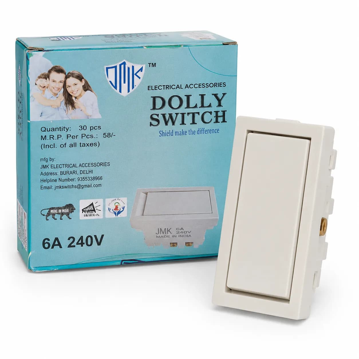 JMK Modular 1 Way Switch 6A (30 Pcs)